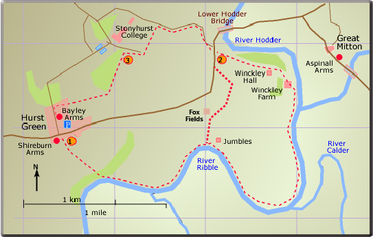 map walk Hurst Green Stonyhurst