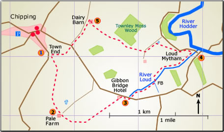 map walk Chipping Loud Mytham