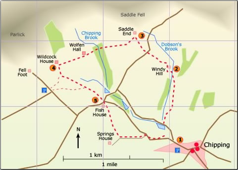 map walk Chipping Saddle Fell