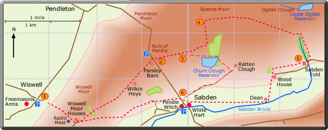 map walk Wiswell Sabden