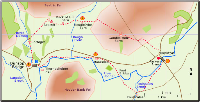 map walk Dunsop Bridge Newton